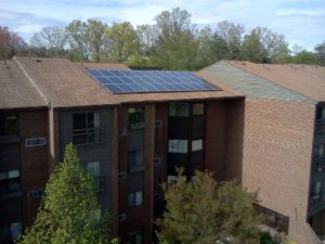 solar array on apartment building